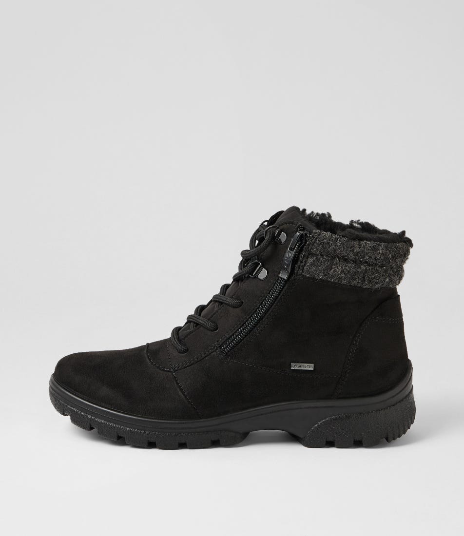 Saas Black Fabric Lace Up Boots
