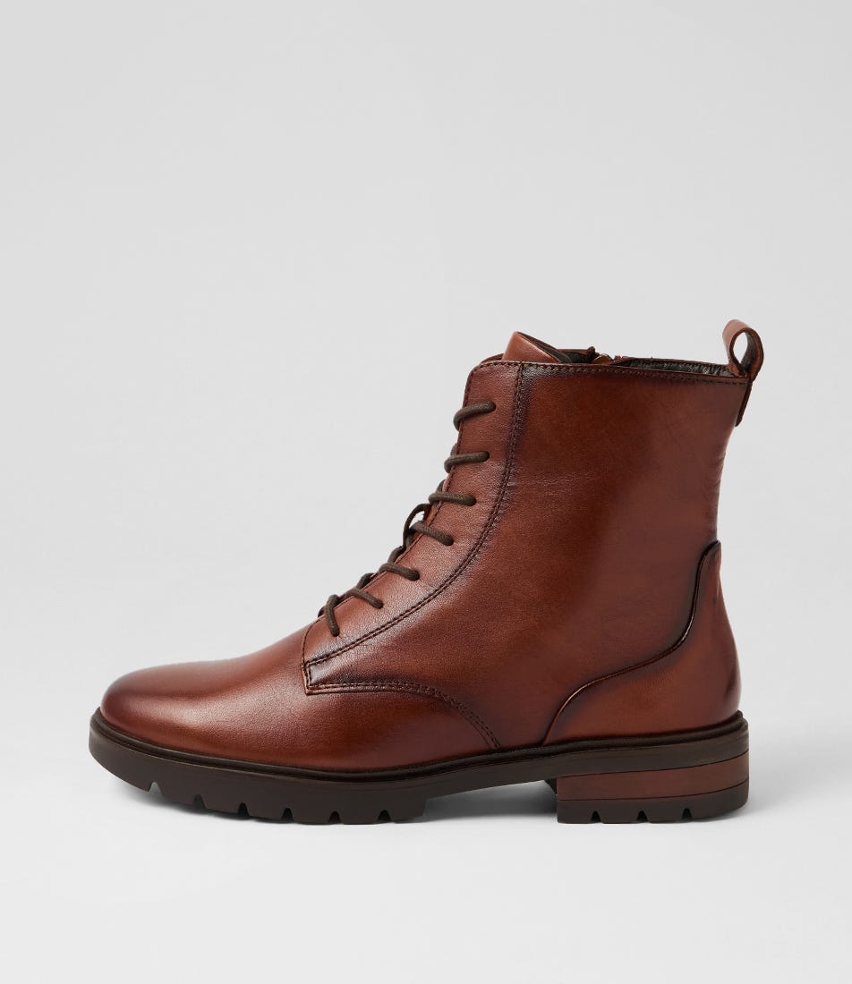 Cambridge 60 Cognac Leather Lace Up Boots