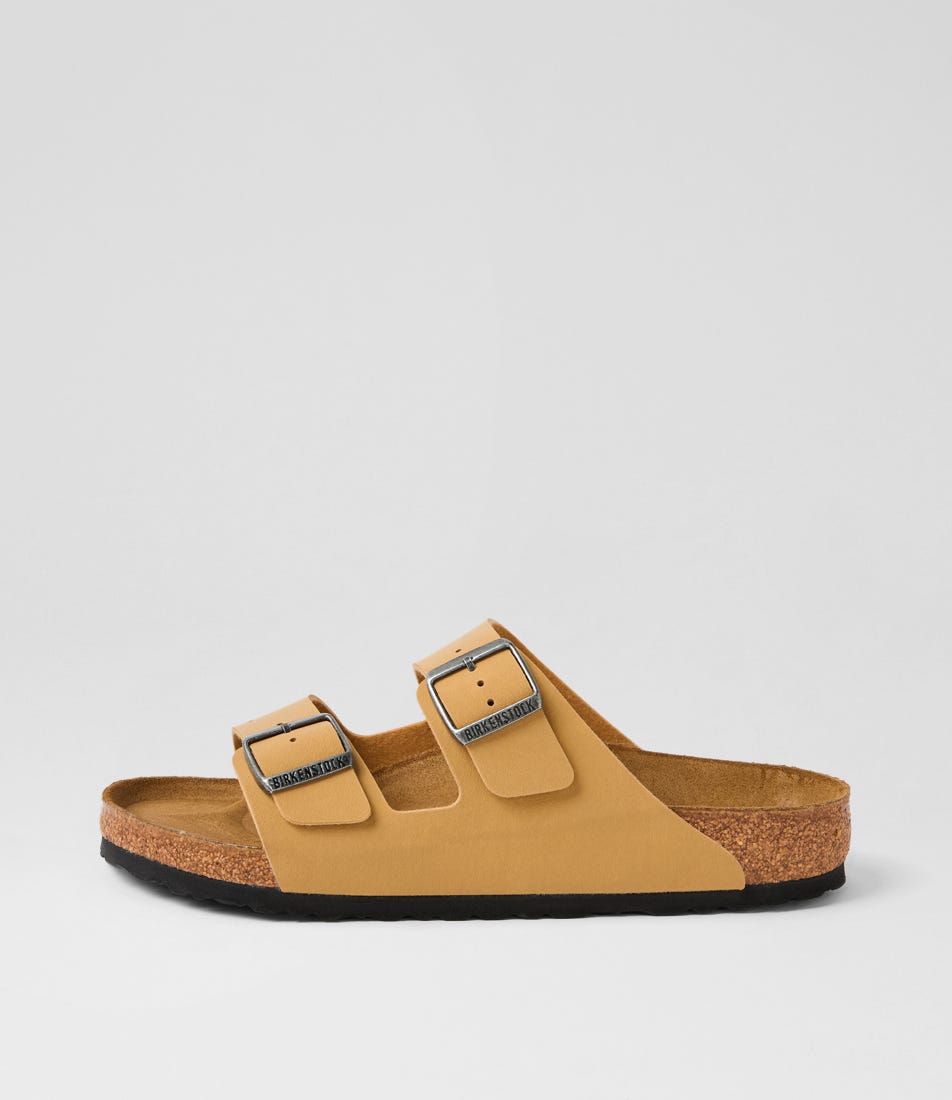 Arizona Mens Latte Cream Leather Slides