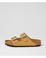 Arizona Mens Latte Cream Leather Slides