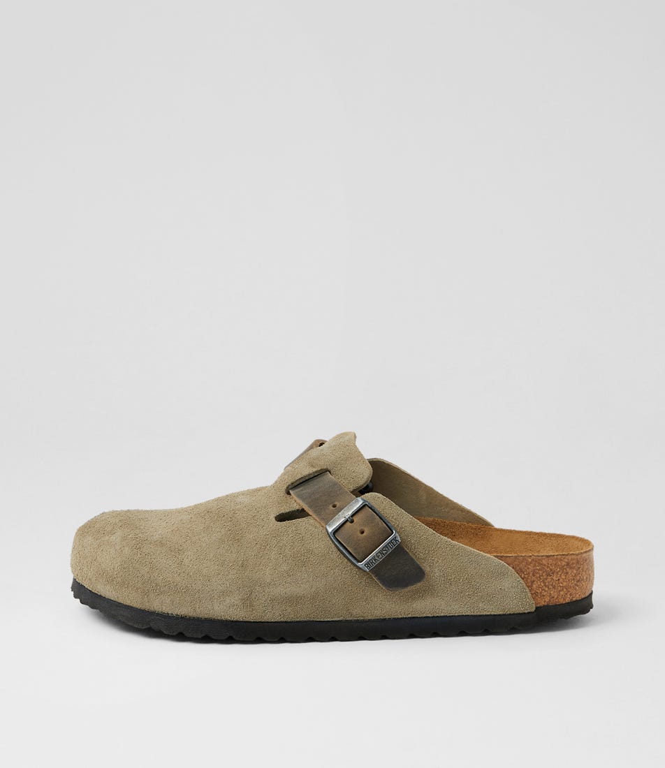 Boston Faded Khaki Oiled Leather Clogs