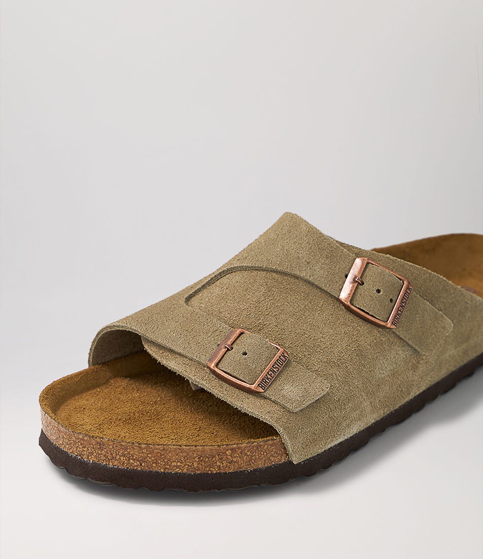 Zurich Sfb Taupe Suede Nubuck Slides by Birkenstock