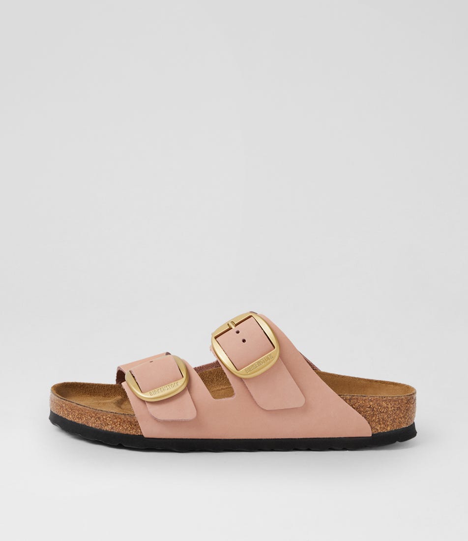 Arizona Big Buckle Soft Pink Nubuck Slides