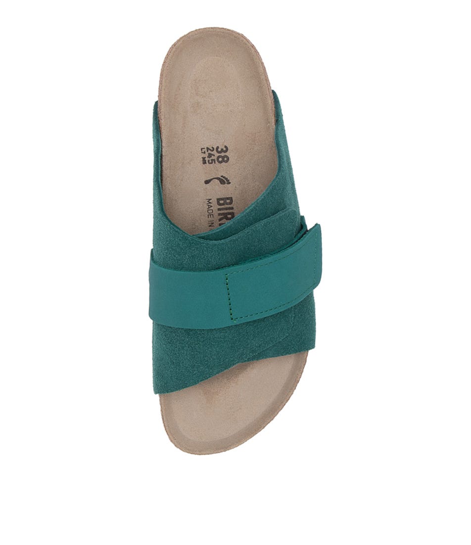 Birkenstock Kyoto Mens Slide Sandals teal comfort sz 11 44 new Kyoto Sfb Dark Teal Suede Slides by Birkenstock main image 2