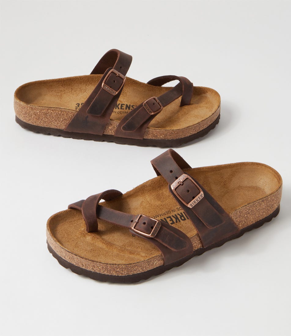 mayari oiled leather tobacco brown Birkenstock Arizona Birkenstock Birkenstock Mayari Brown Sandals Free The elegantly functional Mayari sandals from Birkenstock deliver classic support and adjustability Birkenstock Mayari Oiled Leather Sandals