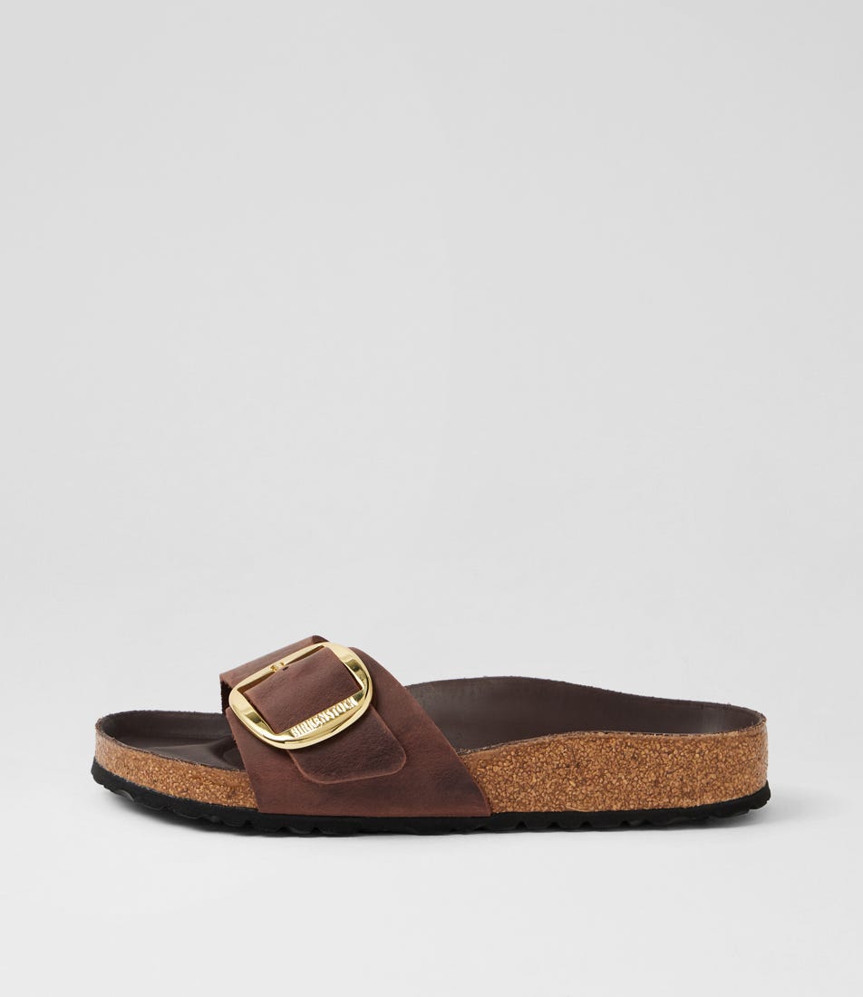 Madrid Big Buckle Habana Oiled Leather Slides