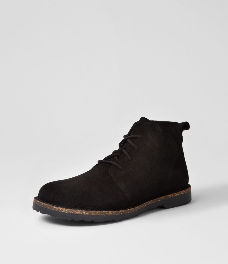 Uppsala Mid Mens Black Suede Lace Up Boots by Birkenstock display picture 1