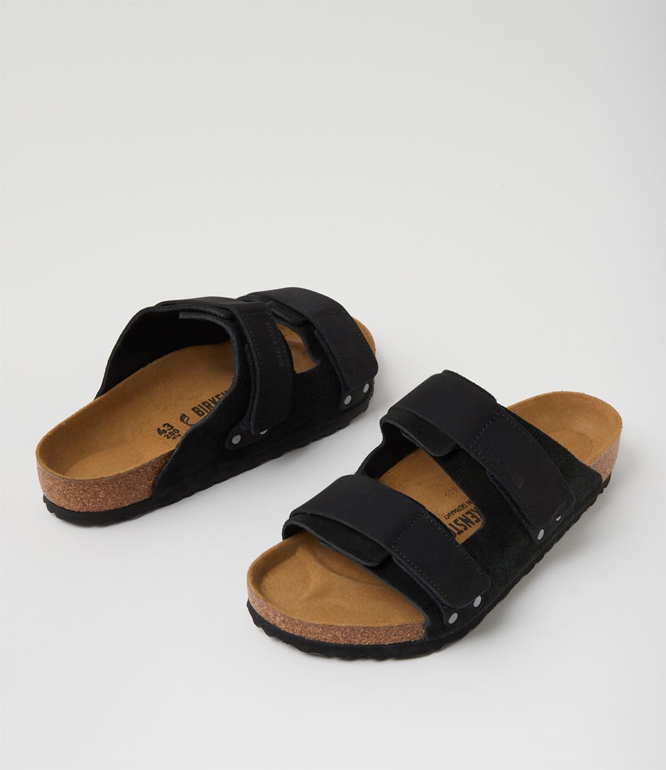 Birkenstock Uji double strap slide sandal comfort black suede shoe men 43 10 Birkenstock Uji Black Nubuck/Suede | FOOTWEAR – Comfort Plus  main image 2