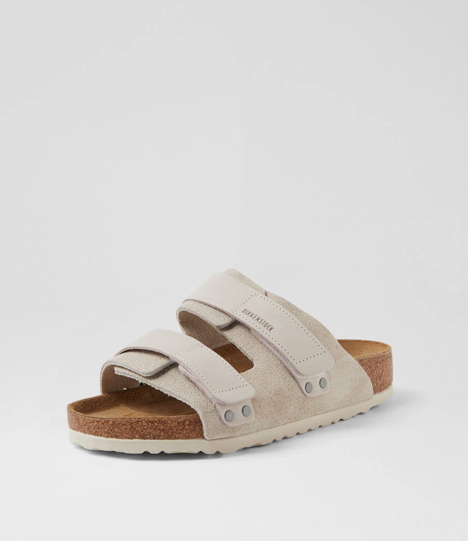 Birkenstock Uji Mens Slides Sandals Sz 10 Antique White Nubuck-Suede Leather Men main image 3