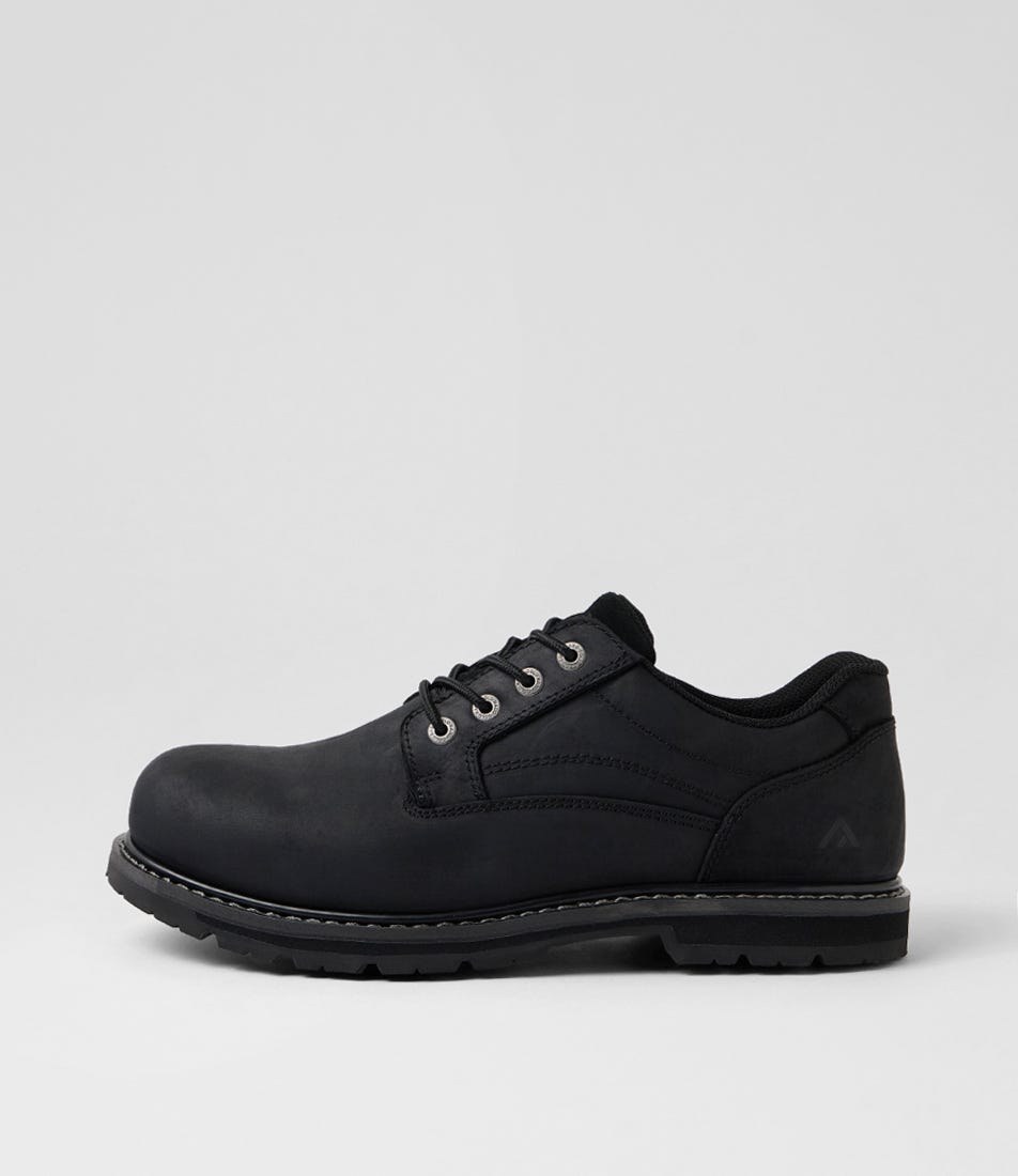 Alamein Black Leather Lace Up Flats