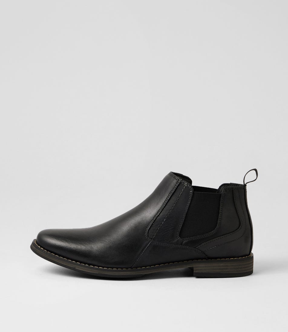 Mills Black Leather Ankle Boots