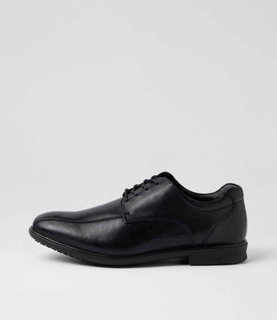 C Pearce Black Leather Lace Up Flats