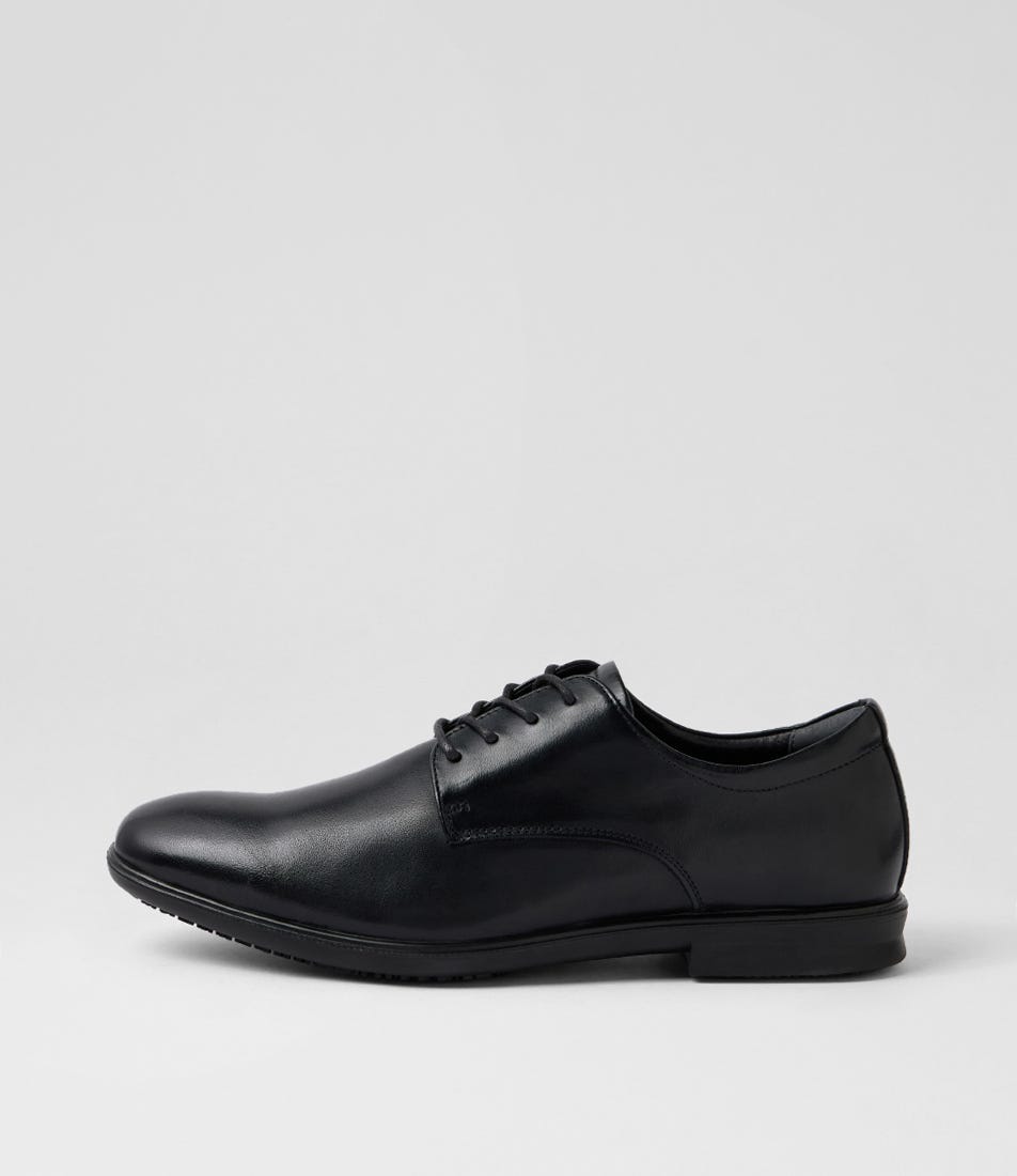 Percy Black Leather Lace Up Flats