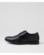 Percy Black Leather Lace Up Flats