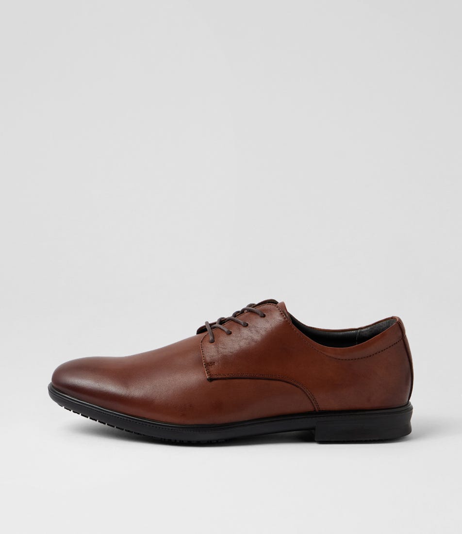 Percy Dark Tan Leather Lace Up Flats