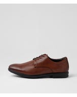 Percy Dark Tan Leather Lace Up Flats