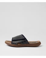Duke Navy Gum Pull Up Leather Slides