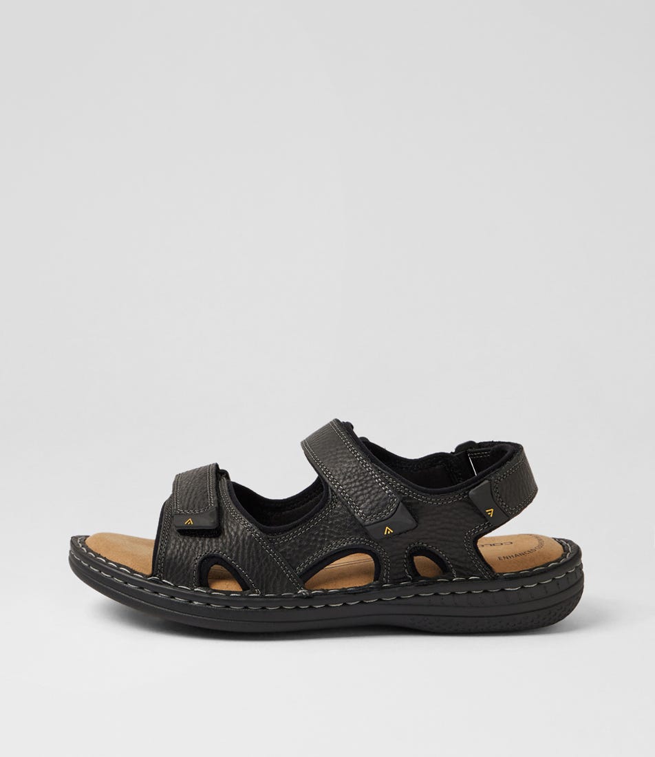 Surmon Black Tumble Leather Sandals