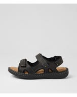Surmon Black Tumble Leather Sandals