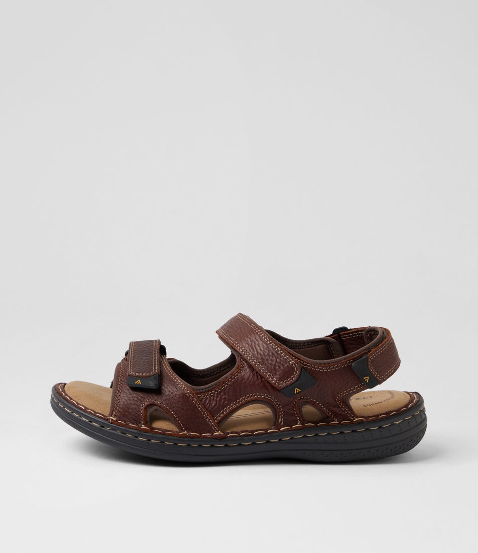 Surmon Dark Brown Tumble Leather Sandals