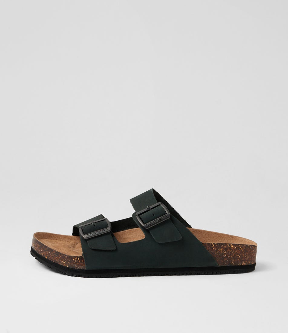 Karra Navy Leather Slides