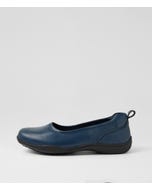 Grand Navy Black Leather Flat Shoes