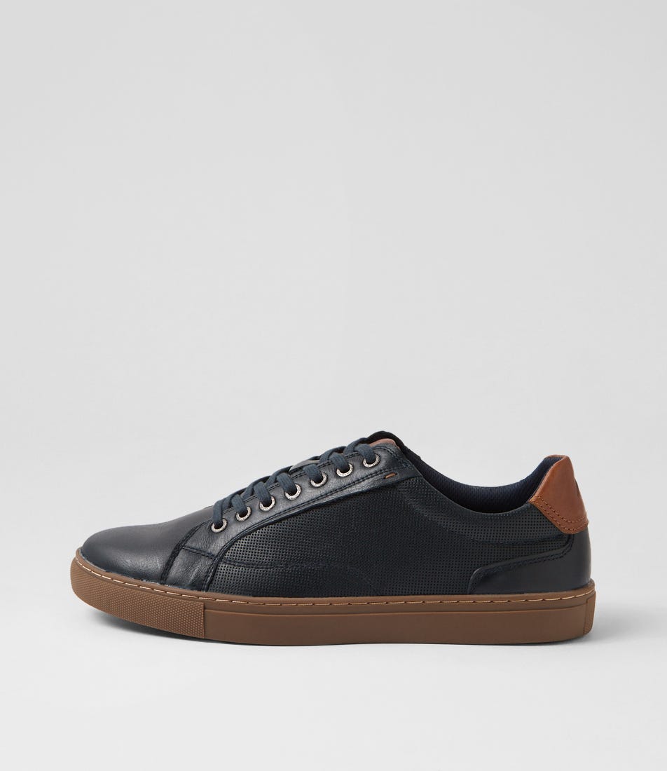 Neno Navy Leather Sneakers