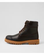 Flora Brown Leather Lace Up Boots