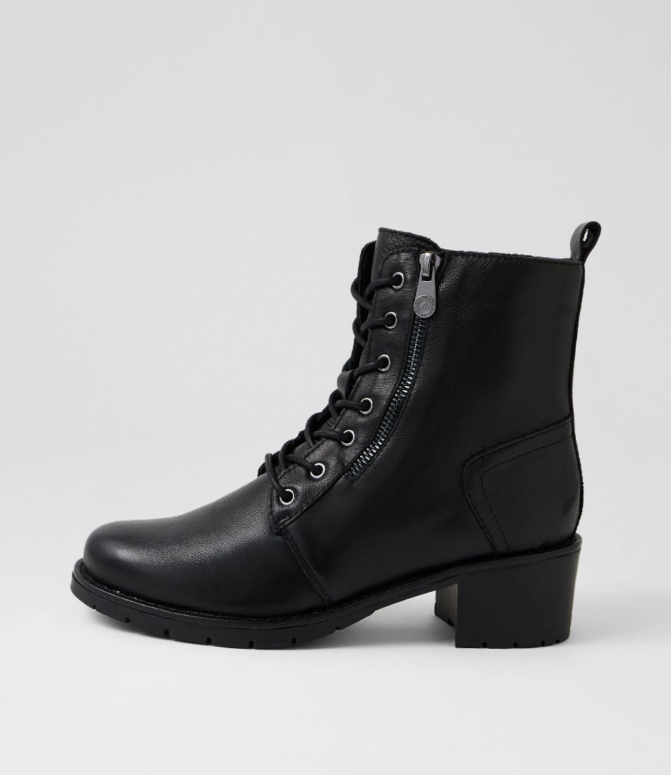 Ravani Black Leather Lace Up Boots