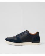 Ascot Navy Leather Sneakers