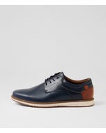 Shargo Navy Leather Lace Up Flats