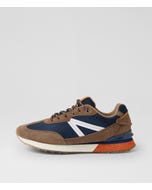 Jazz Brown Navy Lace Up Sneakers