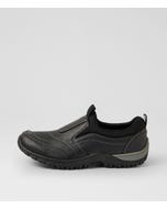 Tonal Black Tumble Nubuck Flat Shoes