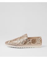Ashli Neutral Metallic Platino Leather Flat Shoes