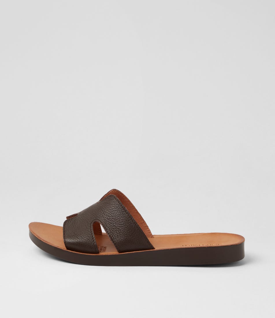 Nokker Mocca Leather Slides