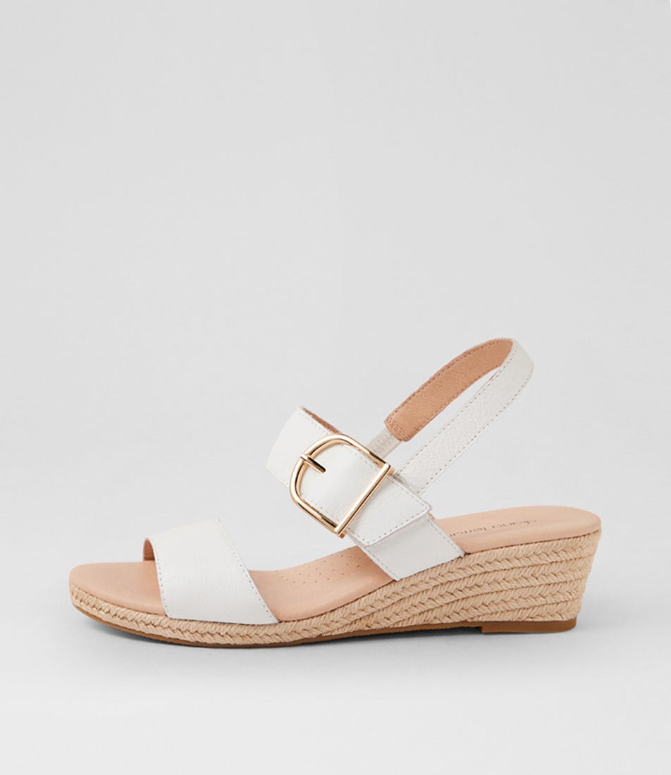 Hucy White Leather Sandals