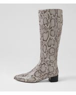 Ciper Grey Snake Leather Knee High Boots
