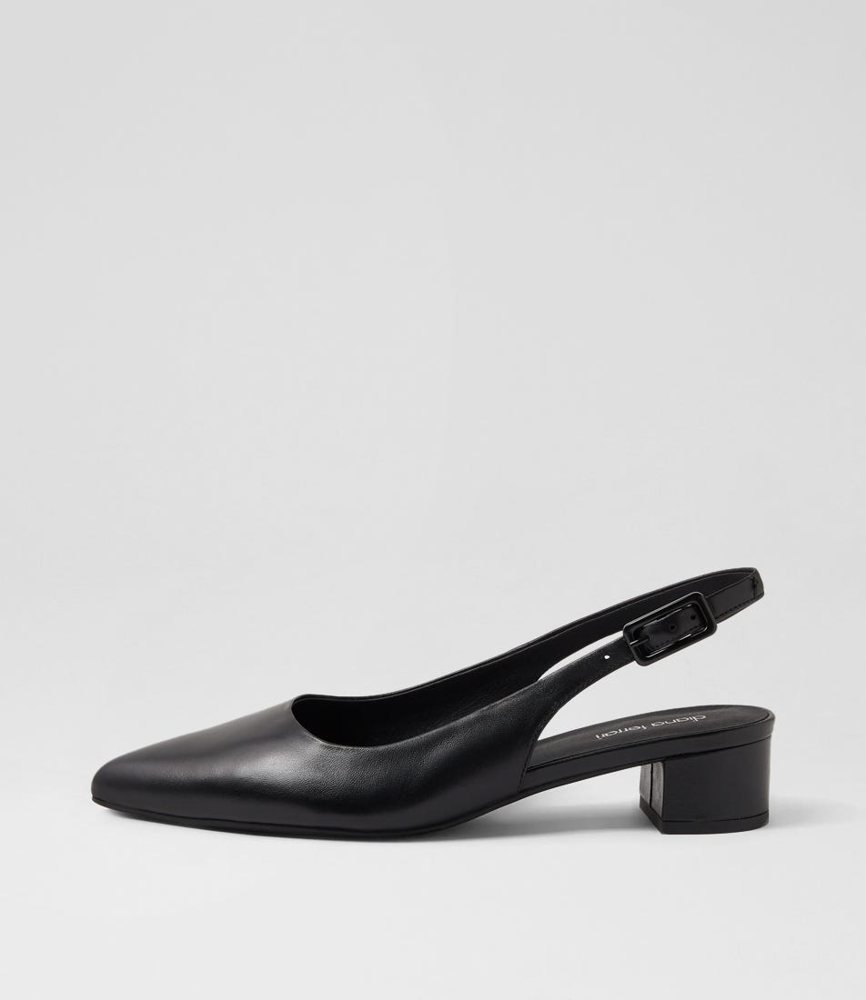Claytin Black Leather Heels