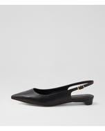 Desuet Black Leather Flat Shoes