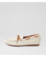 Eliney Cream Tan Leather Flat Shoes
