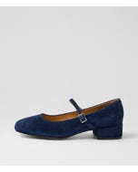 Islah Navy Suede Mary Jane Heels