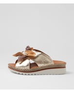 Intreege Metallic Taupe Leather Sandals
