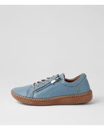 Casity Denim Leather Lace Up Flats