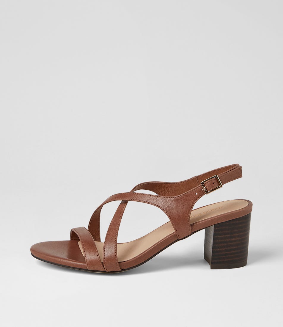 Geness Walnut Dark Brown Leather Sandals