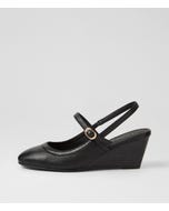 Larah Black Leather Heels