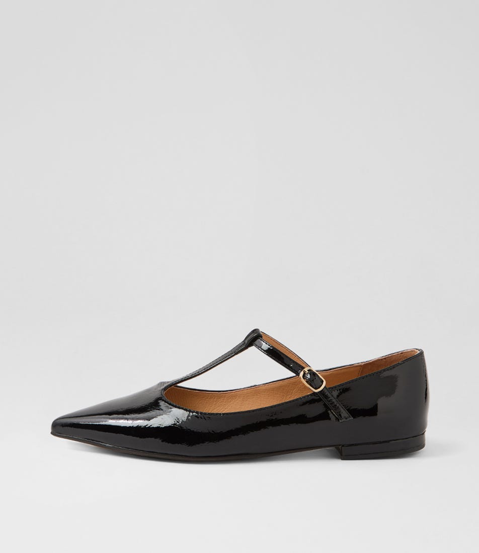 Aprils Black Patent Leather Flat Shoes