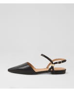 Awed Black Leather Flat Shoes