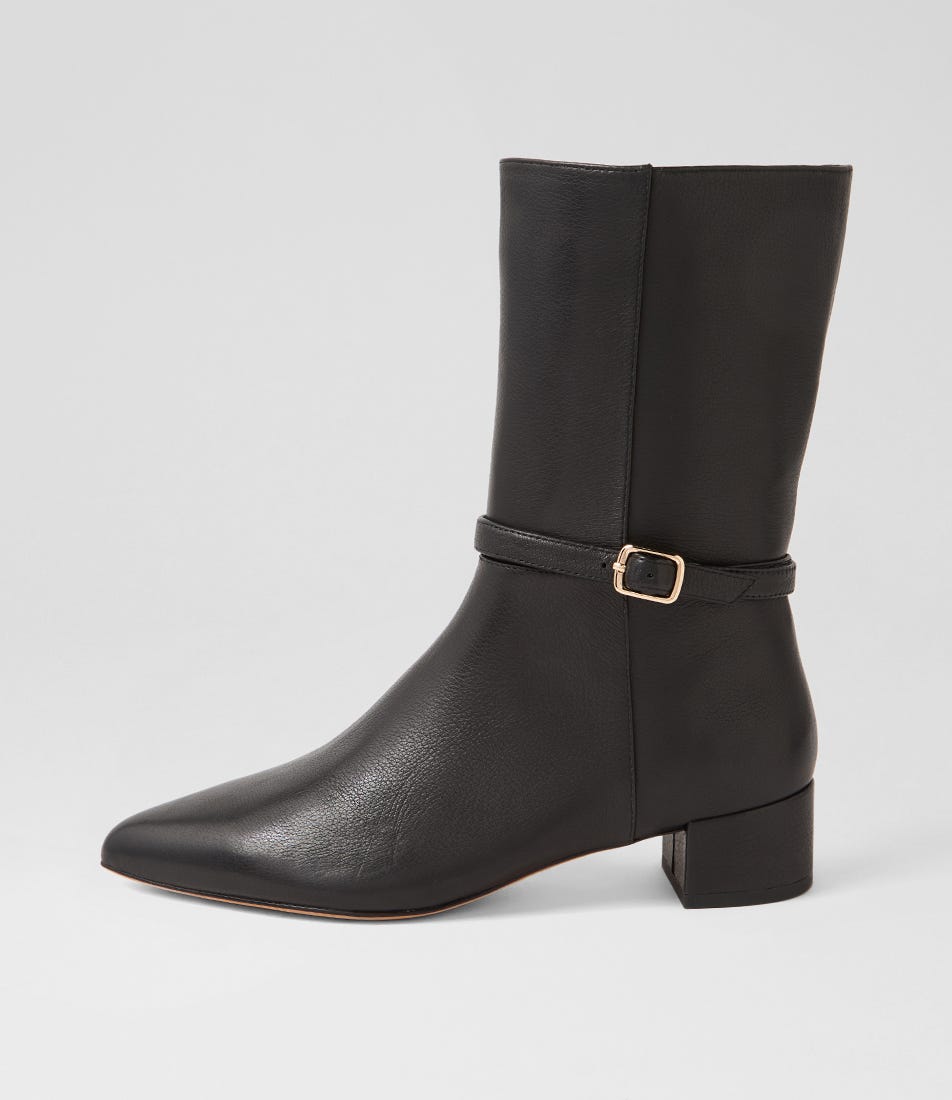 Curre Black Leather Calf Boots