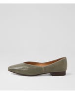 Dolla Olive Leather Flat Shoes