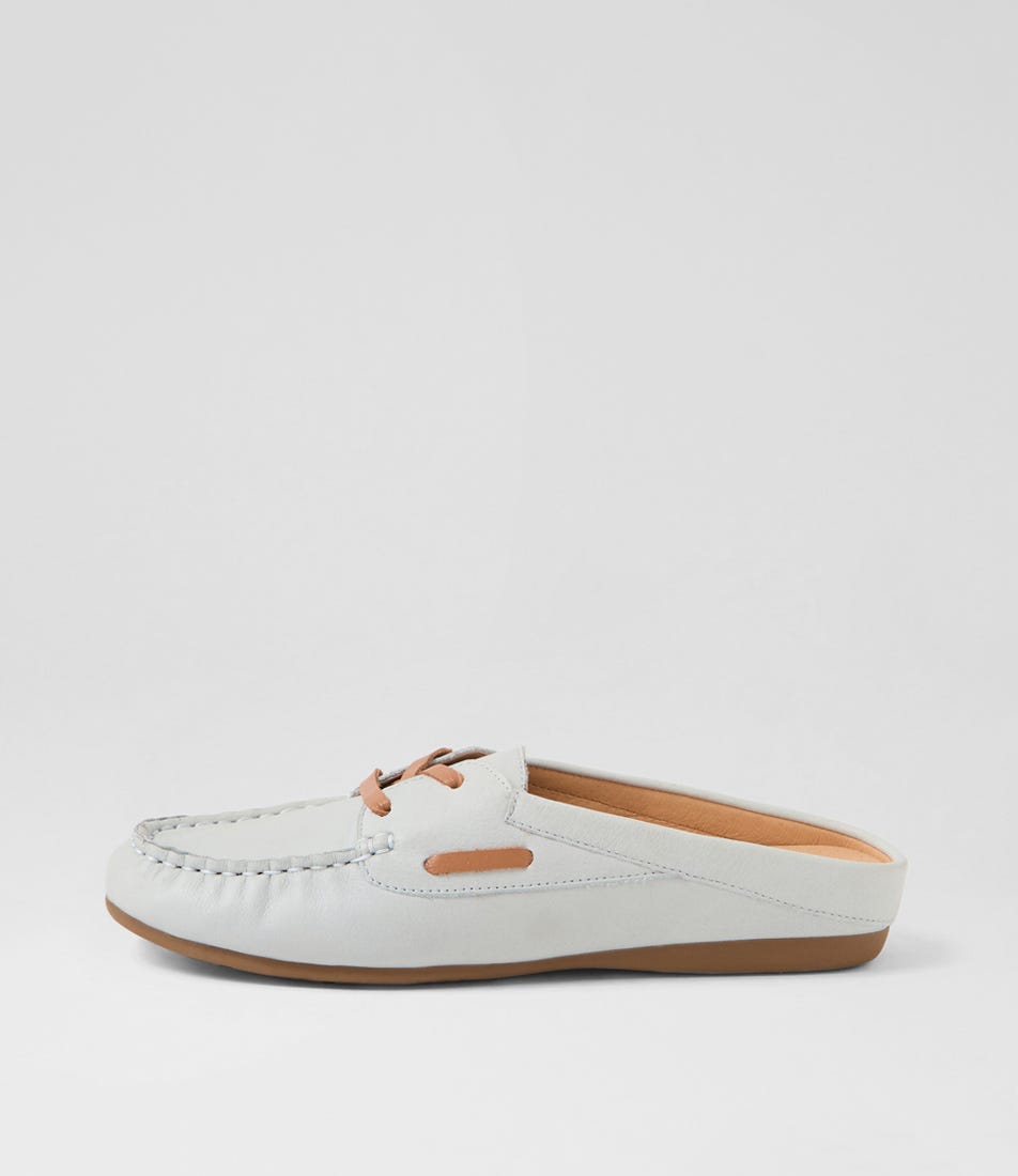 Ebuni Pale Blue Tan Leather Flat Shoes